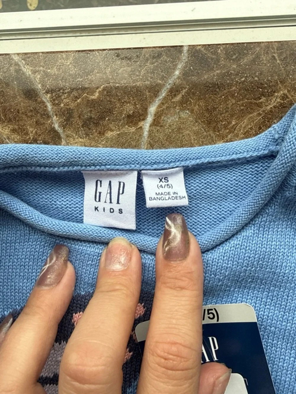 GAP Blue Sweater with Butterfly Intarsia